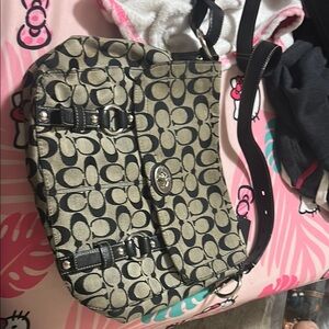 Coach Black and Tan Crossbody Bag with Signature Style